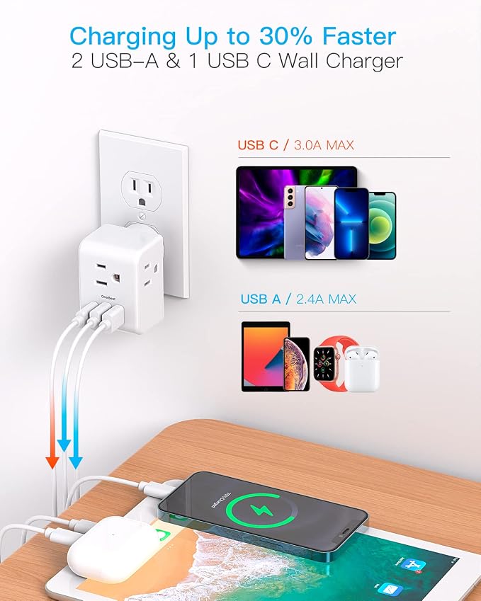Multi Plug Outlet Extender, Power Strip Non Surge Protector Electric Outlet - Image 3