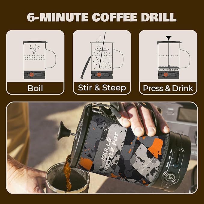 Electric French Press Coffee Maker, 120V Boil Water & Press Coffee 2-in-1 - Image 6