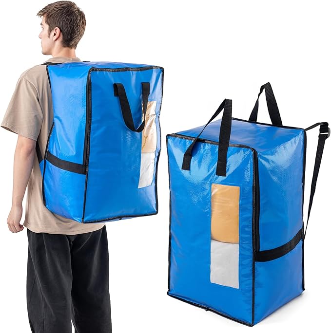 TAILI 2 Pack Blus Moving Bags w/Adjustable Backpack Straps, Moving Supplies by TAILI