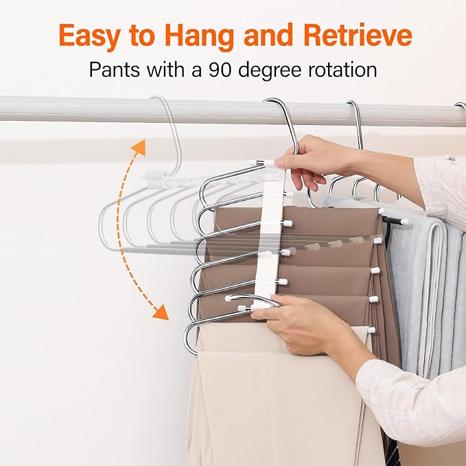 Upgraded Collapsible Pants Hangers Space Saving, 6 Layers Clothes Rack - Image 3