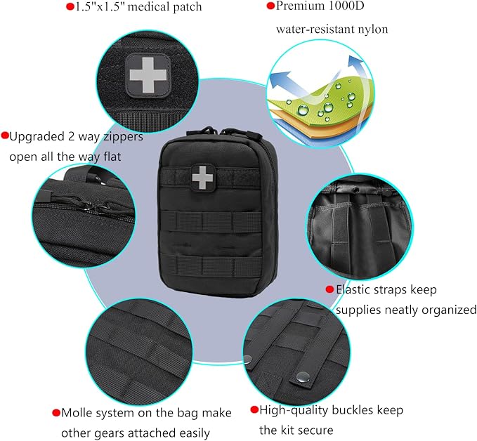 EMT Pouch MOLLE Ifak Pouch Tactical MOLLE Medical First Aid Kit Utility Pouch - Image 6