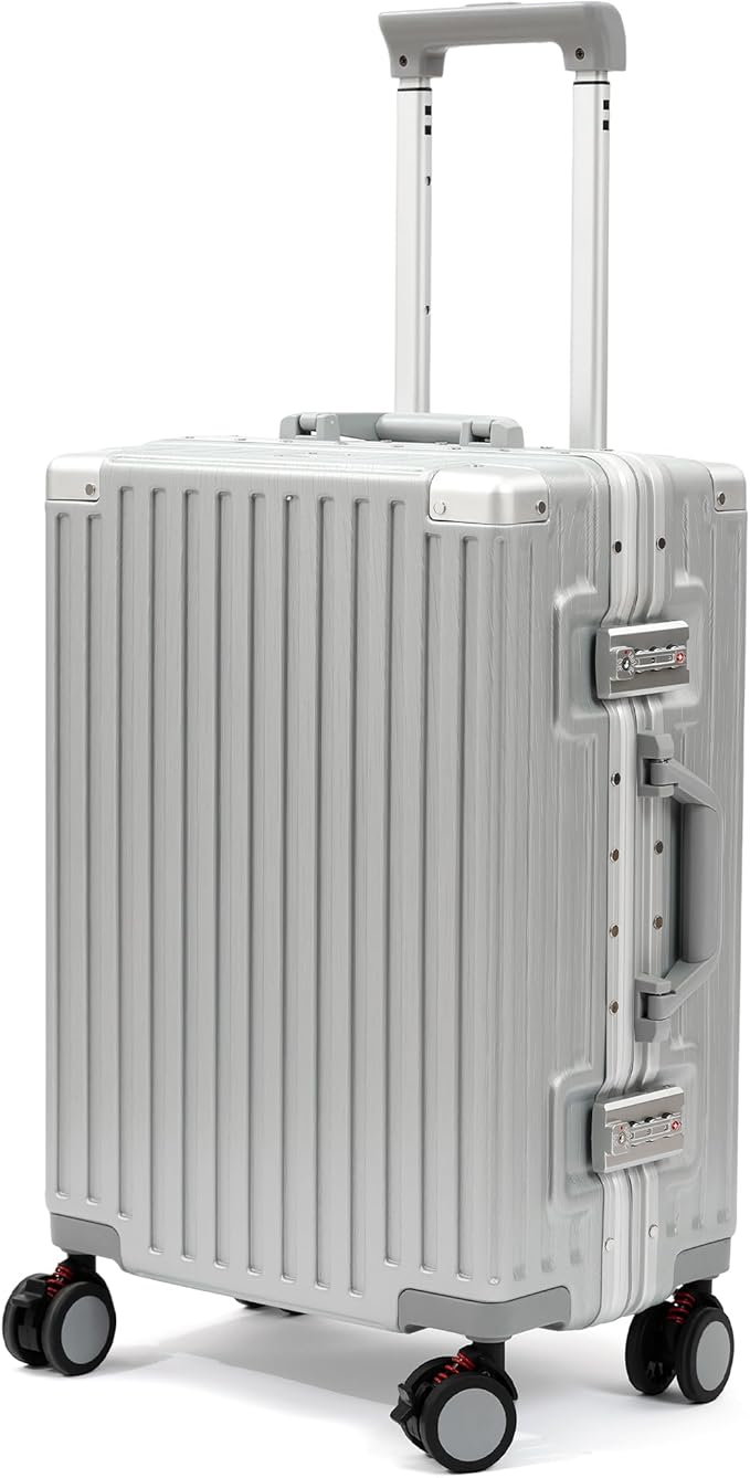24 Inch Luggage With Spinner Wheels, Aluminum Frame Zipperless Suitcase by VentureVault