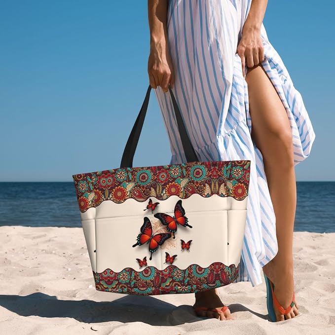 Beach Bag for Women Beach Tote Bag Waterproof Sandproof Large Bags - Image 6