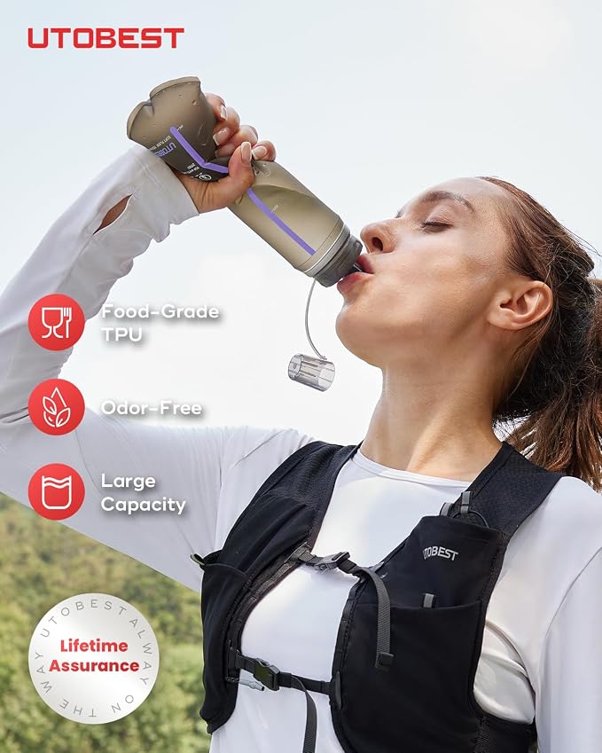 UTOBEST 500ml Soft Flask, 2 Pack Flexible TPU Hydration Water Bottle, - Image 2