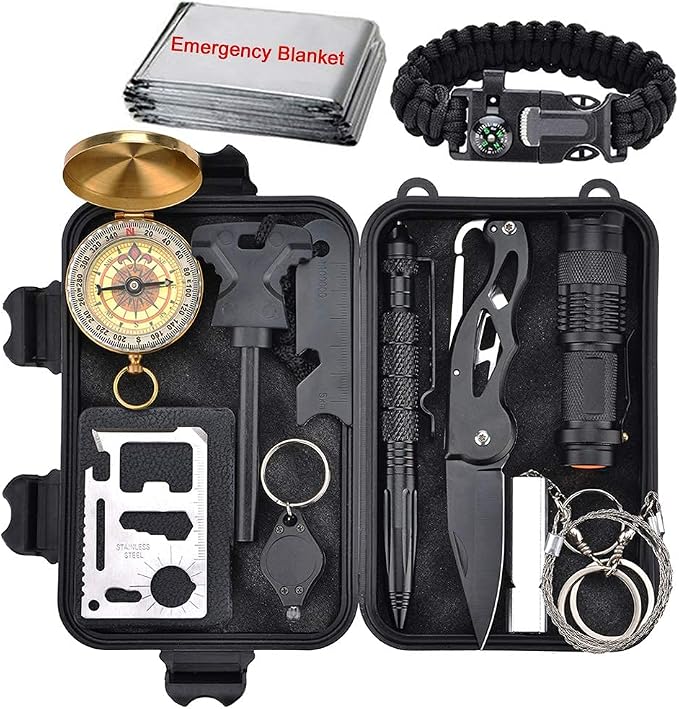 XUANLAN Emergency Survival Kit 13 in 1, Outdoor Survival Gear Tool by XUANLAN
