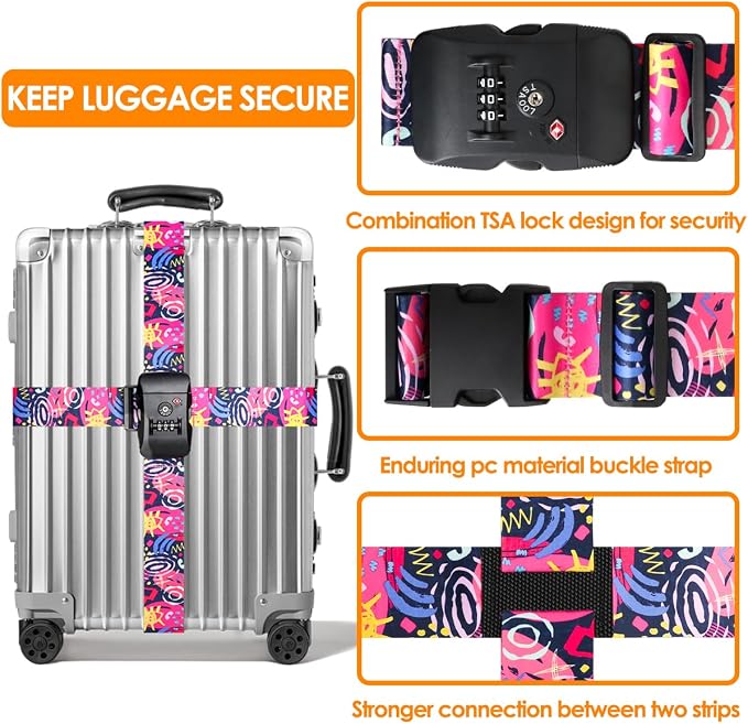 Adjustable Travel Luggage Strap Suitcase Belt Travel Bag Accessories 1.96 in W - Image 3