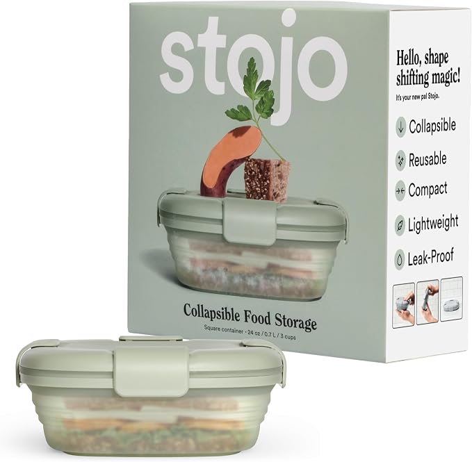 STOJO Collapsible Sandwich Box – 24oz, Reusable Food Storage Container by stojo