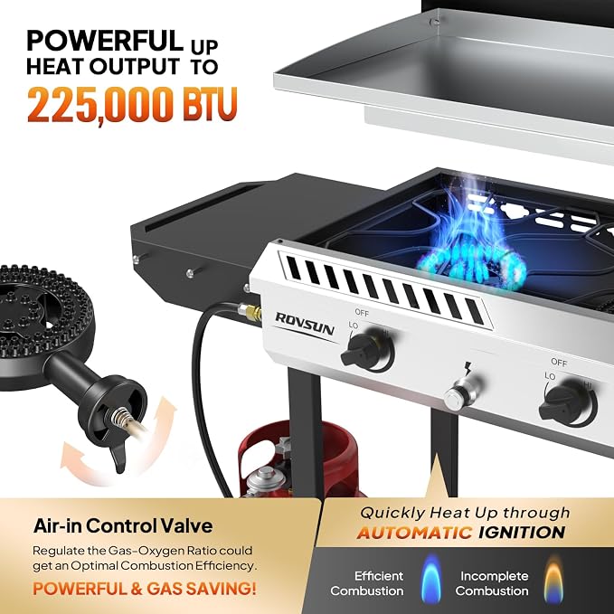 ROVSUN 3 Burner Outdoor Propane Gas Stove - Image 3