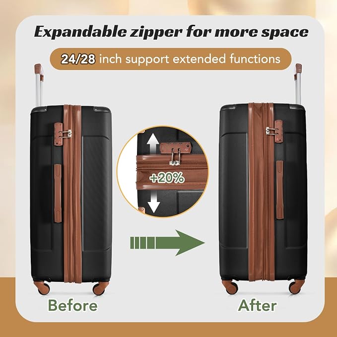 Merax Luggage Set 6 Piece Expandable Lightweight ABS Hardshell Suitcases - Image 5