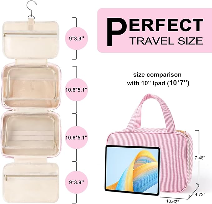 TOPEAST Travel Hanging Toiletry Bag Initial Makeup Bag - Image 2