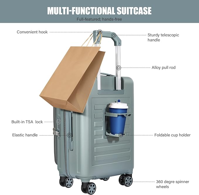 buy 0ne get 0ne free! Carry On Luggage Front Opening 20in Suitcase - Image 3