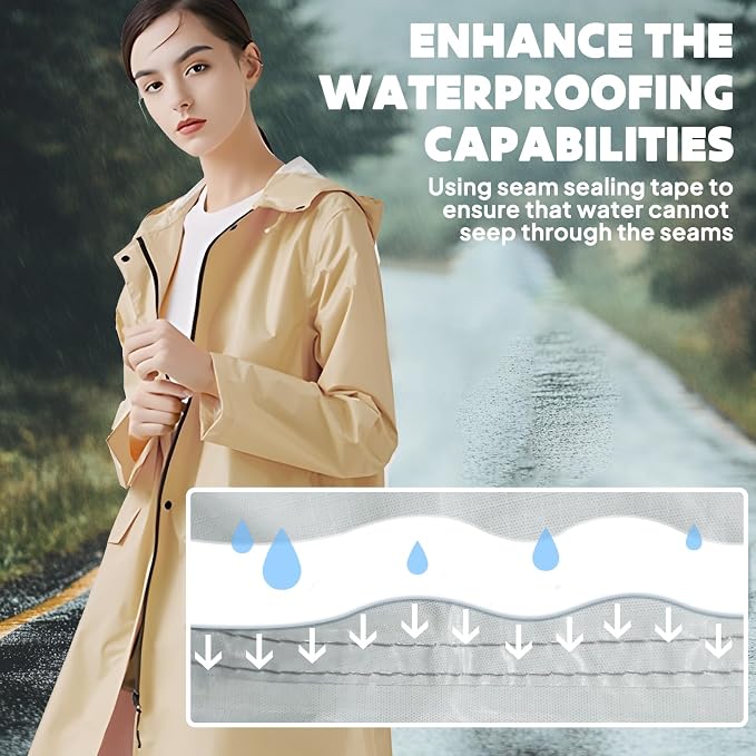 ANYOO Waterproof Rain Poncho Lightweight Reusable Hiking Hooded Coat Jacket - Image 6