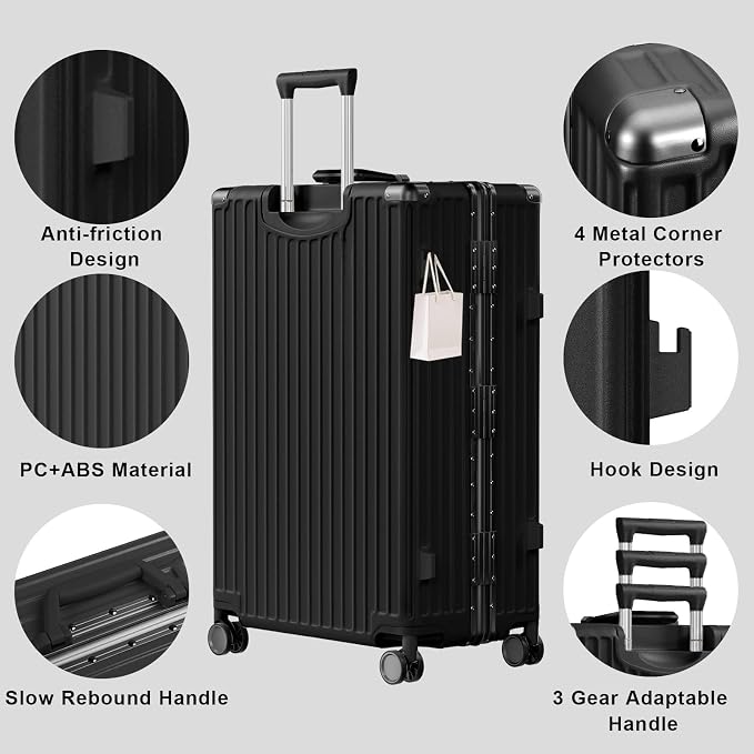 AnyZip Luggage Sets 2 Piece Aluminum Frame Carry On and Checked Suitcase PC ABS - Image 4