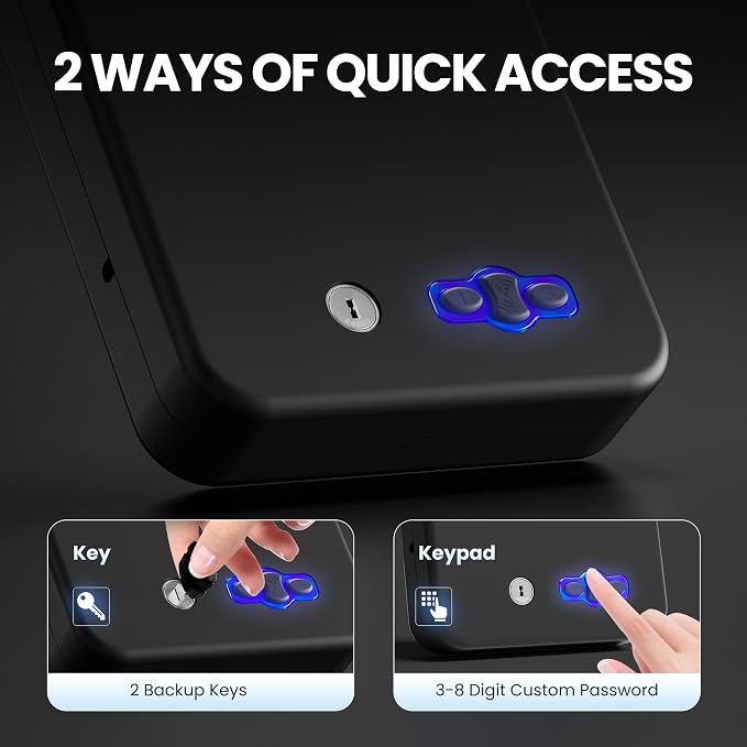 Portable Pistol Safes – Electronic Lock Box & Key Access, Silent Mode, Compact - Image 7