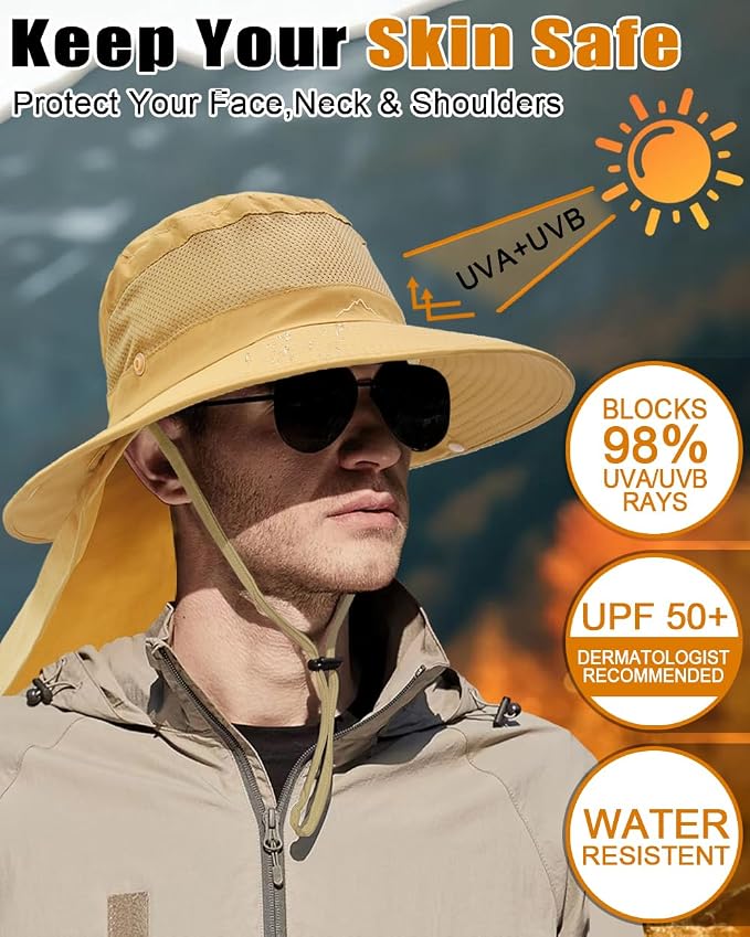 Outdoor Sun Hats with Stowable Neck Flap - Image 3