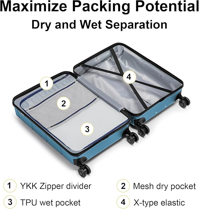 KYME Hardside Expandable Carry On Luggage 22x14x9 Airline Approved 20 Inch - Image 4