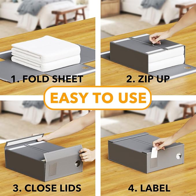 SpaceAid 12 Pack Bed Sheet Organizers and Storage, Foldable Sheet Organizer - Image 3
