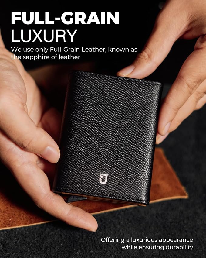 Jenoss Smart AirTag Wallet for Men: Full Grain Leather, Handcrafted, RFID - Image 2