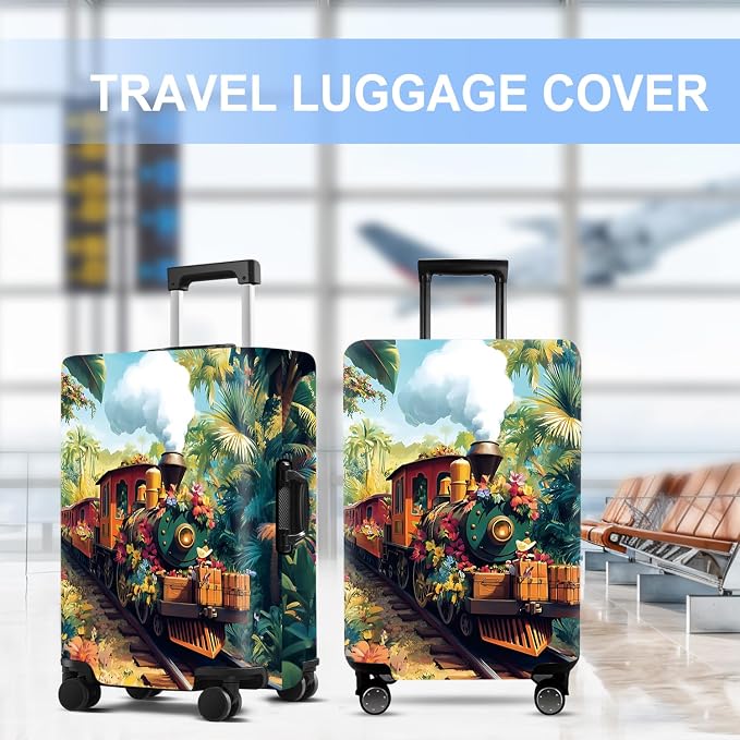 Train Luggage Cover Washable Suitcase Protector Anti-Scratch, Stretchable Fit - Image 5