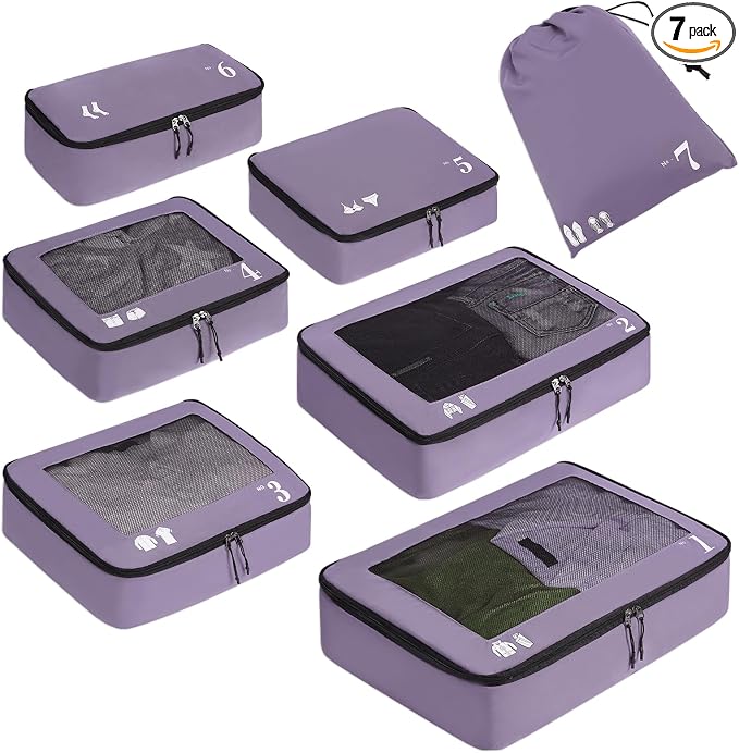 ECOHUB 7 Set Packing Cubes Tear-Resistant Luggage Packing Organizers by ECOHUB