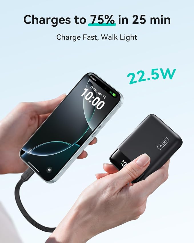 INIU Portable Charger, Smallest 22.5W 20000mAh USB C in & Out Power Bank Fast - Image 5