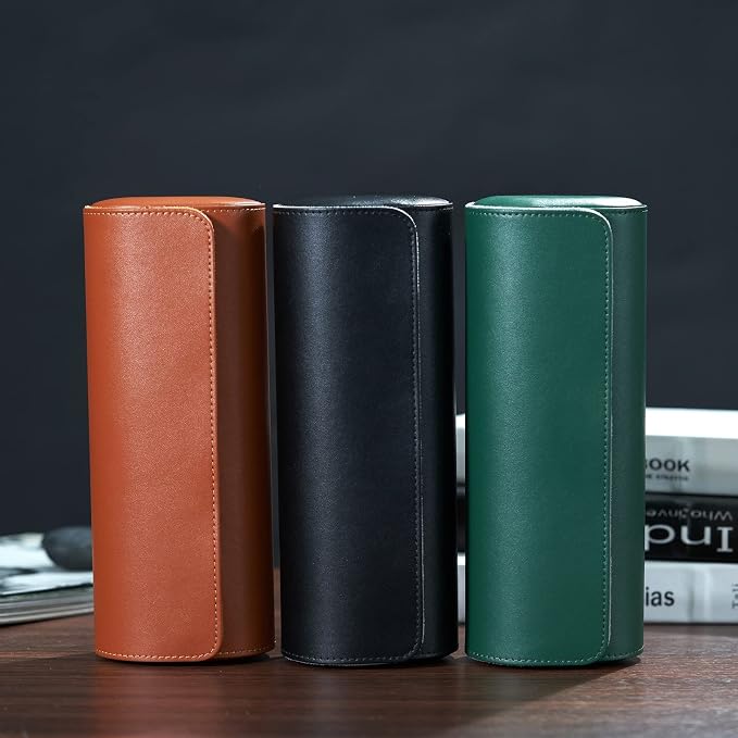 MR.OKAY 3 Watch Travel Case- Classic Leather Watch Case - Image 7
