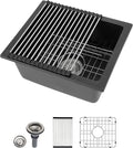 Dcolora 18 Inch Quartz Composite Black Wet Bar Sink Undermount Small Prep by Dcolora