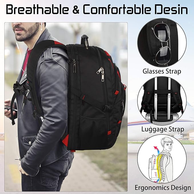 18.4 Inch Laptops Backpack, 55-60L Extra Large Travel Laptop Backpack - Image 6