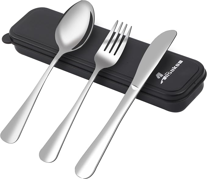 4 Picec Travel Utensils Camping utensils Travel Silverware Set by Ansukow