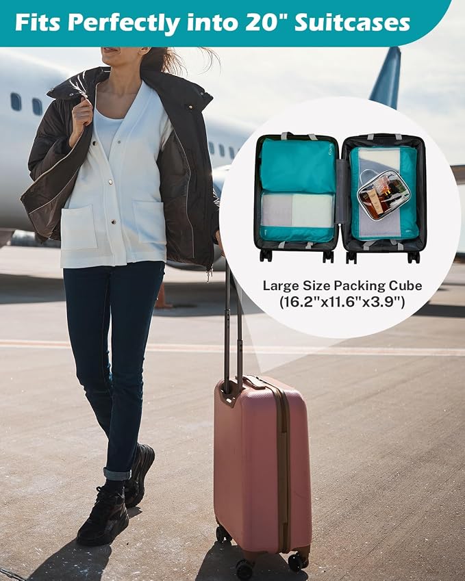 Gonex 8 Set Compression Packing Cubes, Expandable Mesh Organizer - Image 2