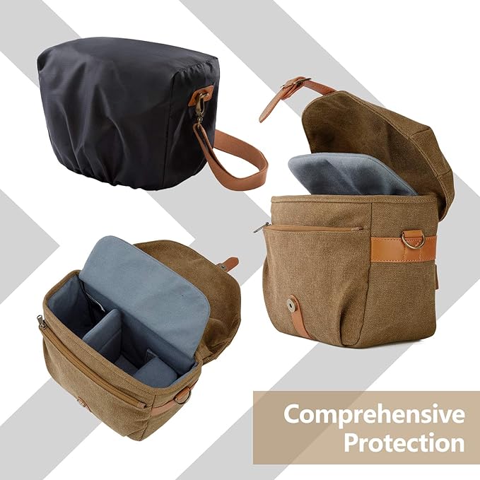 BAGSMART Camera Bag, SLR DSLR Canvas Crossbody Camera Case, Compact Camera - Image 3