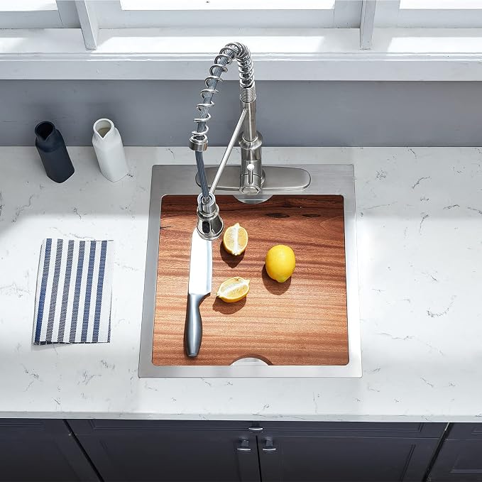 Kitchen Sink, 17 x 19 Inch Drop-in Bar Sink Stainless Steel Topmount Kitchen - Image 4
