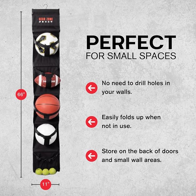 Hanging Sports Equipment Organizer | Multi-Purpose | Garage Sports Ball Storage - Image 2