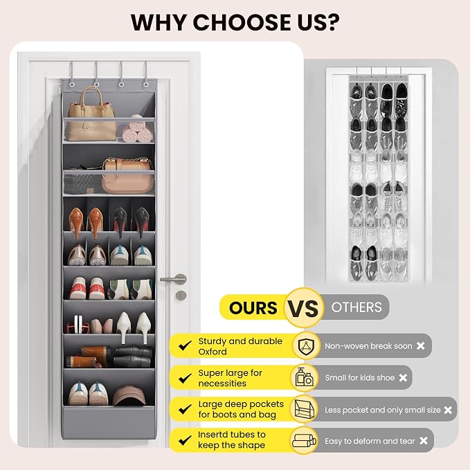 Over the Door Shoe Organizer for Closet, Shoes Rack - Image 7