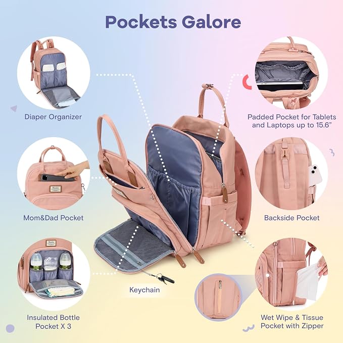 RUVALINO Diaper Bag Backpack, Large Capacity, Waterproof - Image 2
