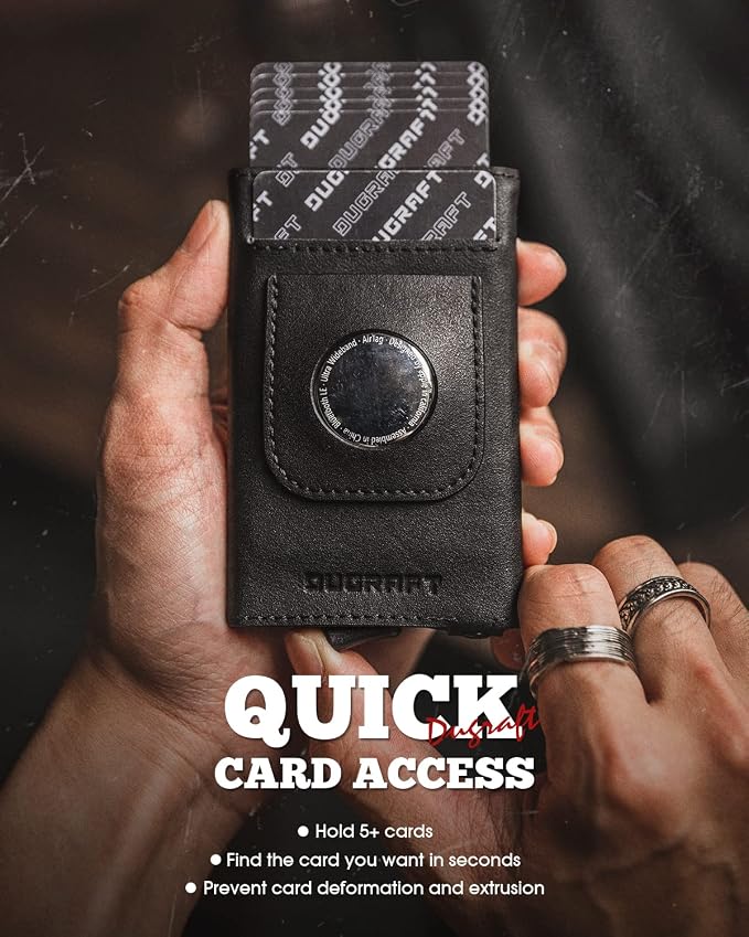 DUGRAFT Pop Up Wallet with AirTag Holder, RFID Blocking Air Tag Wallet with - Image 3