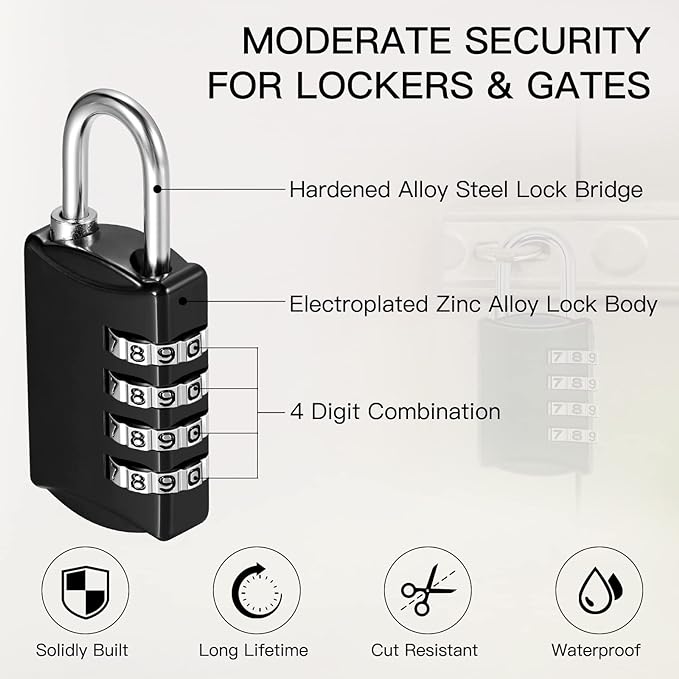 Moxweyeni 5 Pcs 4 Digit Combination Lock Small Combo Luggage Number Locks - Image 3
