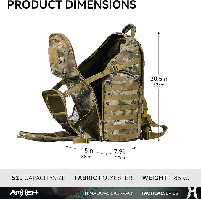 52L Tactical Backpack Military Molle Assault Pack - Image 2