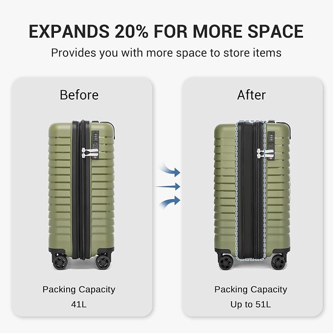 Kono 20 Inch Expandable Carry On Luggage - Image 8