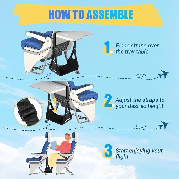 Airplane Foot Hammock, No Collapse Foot Rest - Image 4