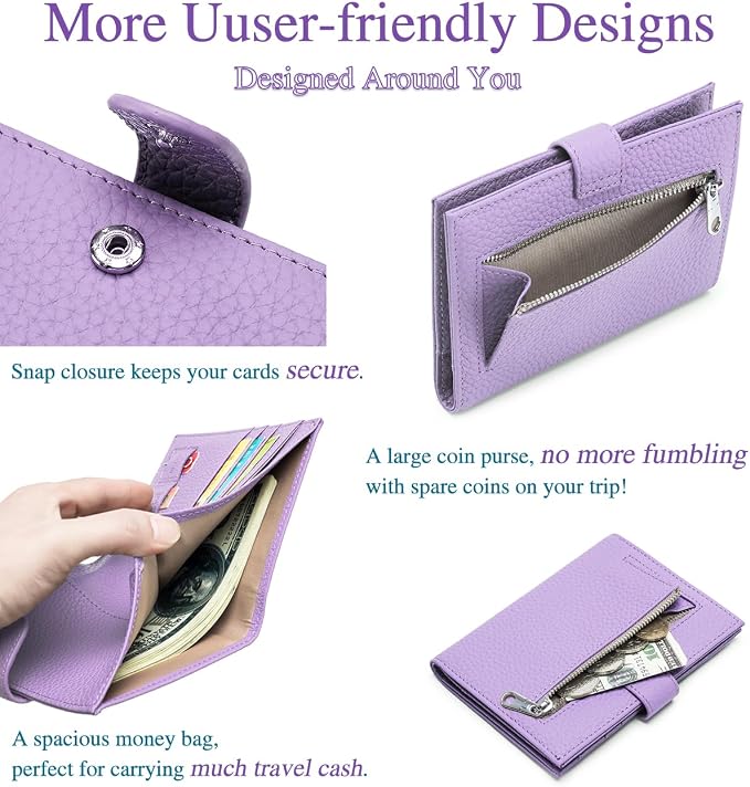 Slim Passport Wallet for Women – RFID Blocking Passport Holder for Travel - Image 6