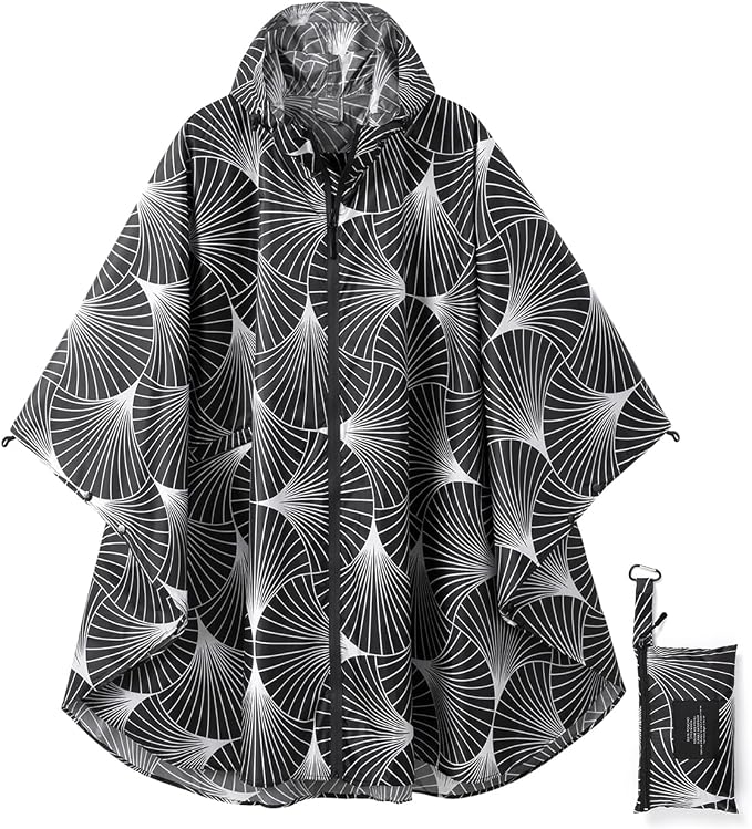 Rain Poncho Jacket Coat Hooded Zipper Style by salamra