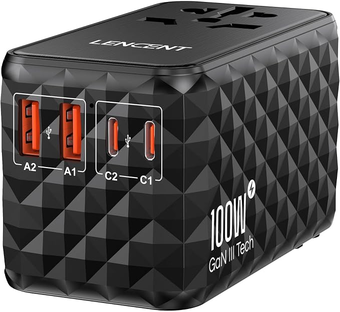 LENCENT 100W International Travel Adapter, GaN Universal Travel Adapter by LENCENT