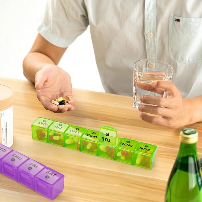 2-Pack Large Weekly Pill Organizer, Vitamin Pill Box Organizer 7 Day - Image 7