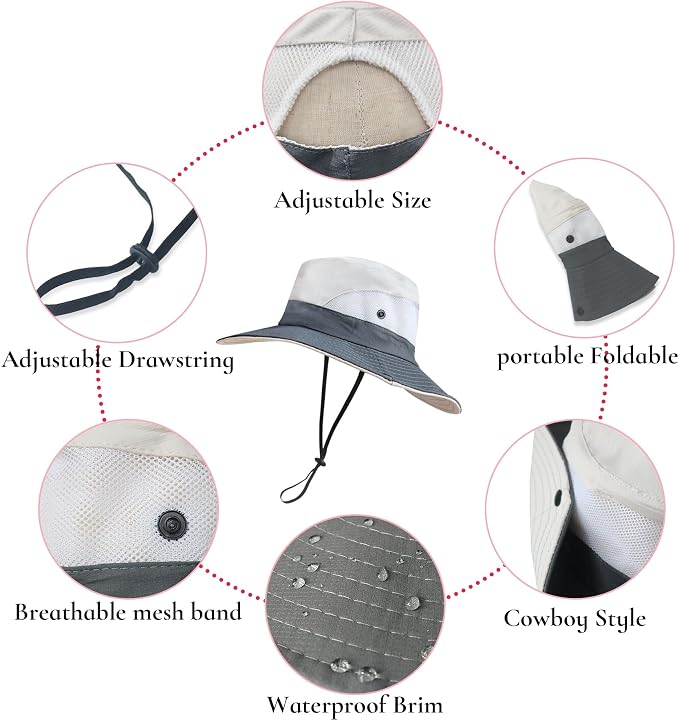 NPQQUAN Ponytail Sun Bucket Hats - Image 5