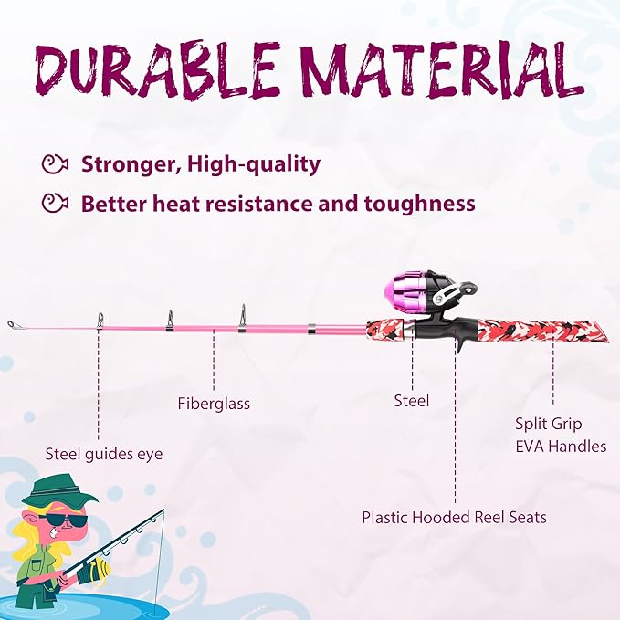 Kids Fishing Pole, Portable Telescopic Kids Fishing Poles - Image 5