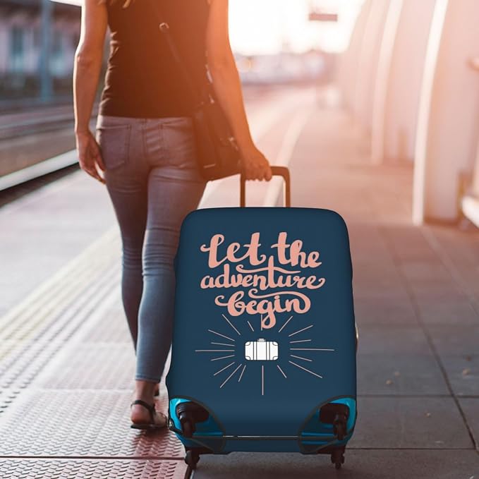 Let The Adventure Begin Luggage Cover Washable Suitcase Protector, Luggage Tag - Image 8