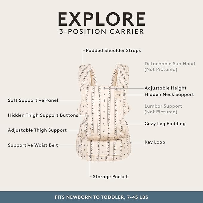 Baby Tula Explore Cotton Baby Carrier 7 – 45 lb, Adjustable Newborn to Toddler - Image 3