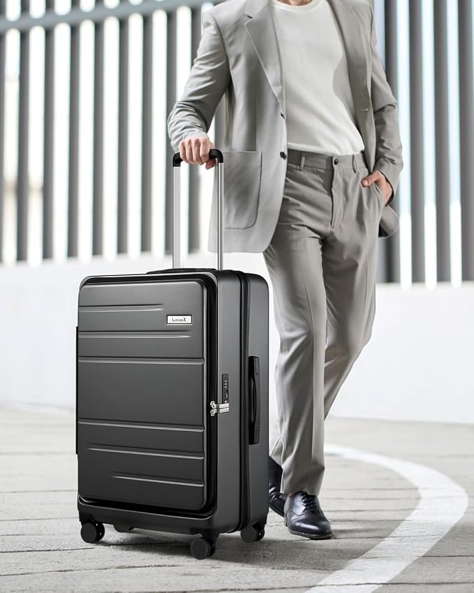 LUGGEX 24 Inch Luggage with Spinner Wheels, Expandable PC Hard Shell Checked - Image 2