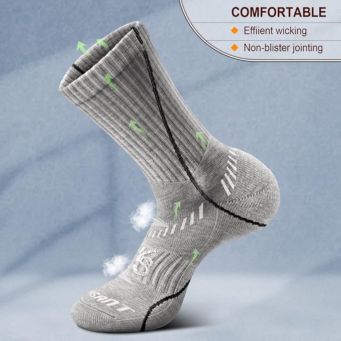BULLIANT Compression Socks for Men 6Pairs, Athletic Crew Socks Cushioned For - Image 5